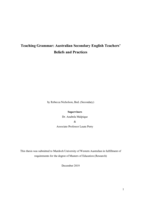 Teaching grammar: Australian secondary English teachers’ beliefs and practices