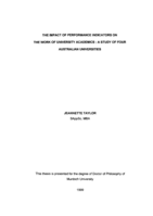 The impact of performance indicators on the work of university academics: a study of four Australian universities