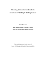 Educating gifted and talented students: From teachers' thinking to thinking teachers