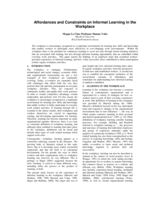 Affordances and constraints on informal learning in the workplace