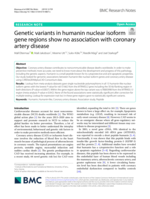 Genetic variants in humanin nuclear isoform gene regions show no association with coronary artery disease