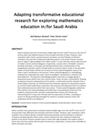 Adapting transformative educational research for exploring mathematics education in/for Saudi Arabia