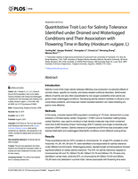 Quantitative Trait Loci for salinity tolerance identified under drained and waterlogged conditions and their association with flowering time in barley (Hordeum vulgare. L)