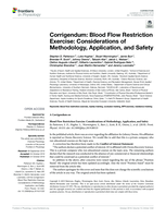 Corrigendum: Blood Flow Restriction Exercise: Considerations of Methodology, Application, and Safety