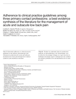 Adherence to clinical practice guidelines among three primary contact professions: A best evidence synthesis of the literature for the management of acute and subacute low back pain