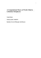 A computational theory of world: Mind in Leibnizian metaphysics
