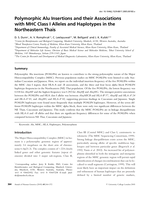 Polymorphic Alu insertions and their associations with MHC class I alleles and haplotypes in the Northeastern Thais