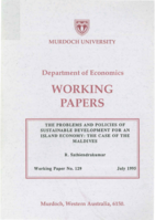 The Problems and Policies of Sustainable Development for an Island Economy: The Case of the Maldives