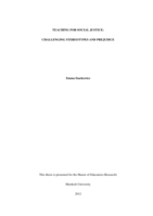 Teaching for social justice: Challenging stereotypes and prejudice