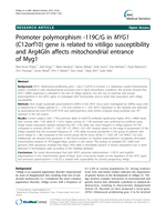 Promoter polymorphism -119C/G in MYG1 (C12orf10) gene is related to vitiligo susceptibility and Arg4Gln affects mitochondrial entrance of Myg1