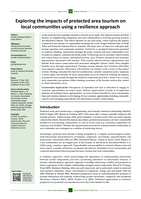Exploring the impacts of protected area tourism on local communities using a resilience approach