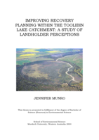 Improving recovery planning within the Lake Toolibin catchment: a study of landholder perceptions