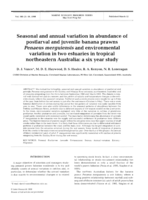 Seasonal and annual variation in abundance of postlarval and juvenile banana prawns Penaeus merguiensis and environmental variation in two estuaries in tropical northeastern Australia:a six year study
