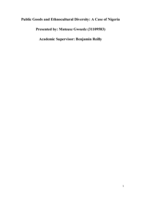 Public goods and ethnocultural diversity: A case of Nigeria