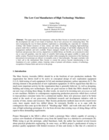 The low cost manufacture of high technology machines