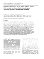 Comparison of prevalence and risk factors for faecal carriage of the intestinal spirochaetes Brachyspira aalborgi and Brachyspira pilosicoli in four Australian populations