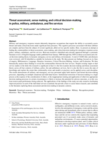 Threat assessment, sense making, and critical decision-making in police, military, ambulance, and fire services