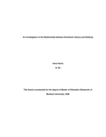 An Investigation of the Relationship between Emotional Literacy and Bullying
