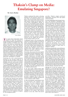 Thaksin’s Clamp on Media: Emulating Singapore?