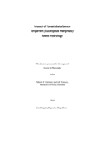 Impact of forest disturbance on jarrah (Eucalyptus marginata) forest hydrology