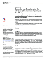 Consent for brain tissue donation after Intracerebral Haemorrhage: A Community-Based Study