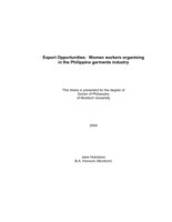 Export opportunities: women workers organising in the Philippine garments industry