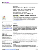 Patient satisfaction after conversion from warfarin to direct oral anticoagulants for patients on extended duration of anticoagulation for venous thromboembolism – The SWAN Study