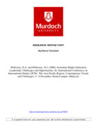 Australian Higher Education Leadership: Challenges and Opportunities