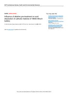 Influence of alkaline pre-treatment on acid dissolution of cathode material of 18650 lithium battery