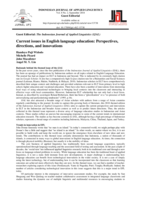 Current issues in English Language Education: Perspectives, directions and innovations