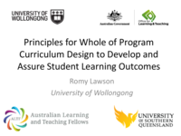 Principles for whole of course curriculum design to develop and assure student learning outcomes