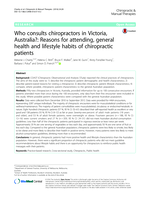Who consults chiropractors in Victoria, Australia?: Reasons for attending, general health and lifestyle habits of chiropractic patients
