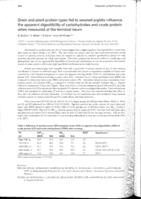 Grain and plant protein types fed to weaned piglets influence the apparent digestibility of carbohydrates and crude protein when measured at the terminal ileum
