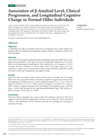 Association of β-amyloid level, clinical progression and longitudinal cognitive change in normal older individuals
