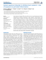 Autism spectrum disorder in children born preterm—role of exposure to perinatal inflammation