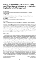 Effects of horse riding on national parks and other natural ecosystems in Australia: implications for management