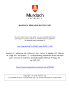 Providing services for acute low-back pain: A survey of Australian physiotherapists