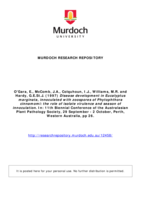 Disease development in Eucalyptus marginata, innoculated with zoospores of Phytophthora cinnamomi: the role of isolate virulence and season of innoculation
