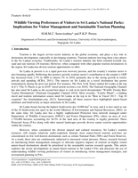 Wildlife viewing preferences of visitors to Sri Lanka’s National Parks: Implications for visitor management and sustainable tourism planning