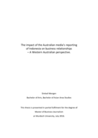 The impact of the Australian media's reporting of Indonesia on business relationships - A Western Australian perspective