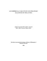 An empirical case study of strategic alliances in Malaysia