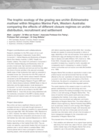The trophic ecology of the grazing sea urchin Echinometra mathaei within Ningaloo Marine Park, Western Australia: comparing the effects of different closure regimes on urchin distribution, recruitment and settlement. In Waples, K and Hollander, E. Ningaloo Research Progress Report: Discovering Ningaloo – latest findings andtheir implications for management