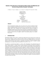 Studies of the structure of amorphous silicon solar cell materials and devices using surface analysis techniques