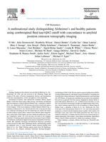 A multinational study distinguishing Alzheimer's and healthy patients using cerebrospinal fluid tau/Aβ42 cutoff with concordance to amyloid positron emission tomography imaging