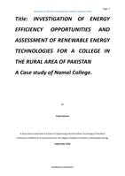 Investigation of energy efficiency opportunities and assessment of renewable energy technologies for a college in the rural area of Pakistan: A Case study of Namal College