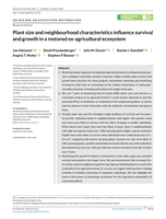 Plant size and neighbourhood characteristics influence survival and growth in a restored ex‐agricultural ecosystem