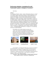 Performing adoption, translating the self: Postmodern quest or diasporic inversion?