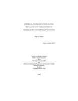Empirical estimates of the global prevalence of consanguineous marriage in contemporary societies