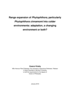 Range expansion of Phytophthora, particularly Phytophthora cinnamomi into colder environments: adaptation, a changing environment or both?