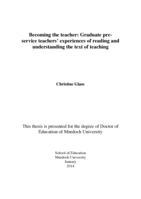 Becoming the teacher: Graduate pre-service teachers’ experiences of reading and understanding the text of teaching